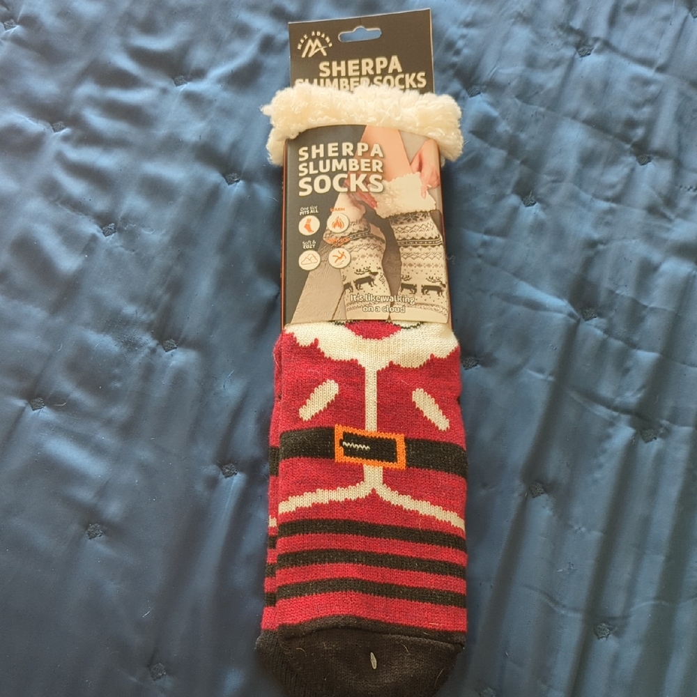 Sherpa Slumber Socks - Festive Santa Red and Black